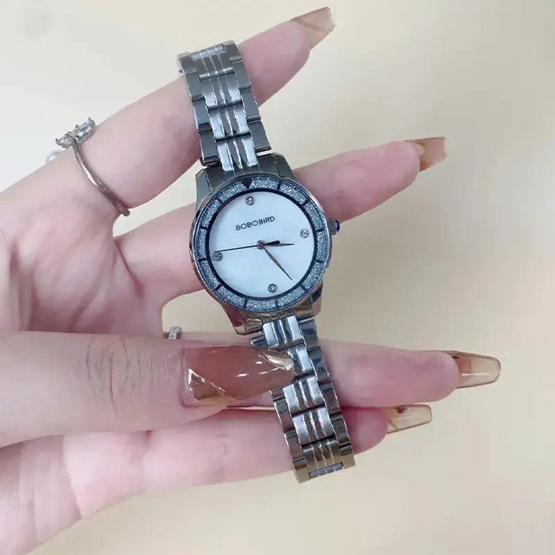 Elegant Stainless Steel Women's Watch with Blue Dial