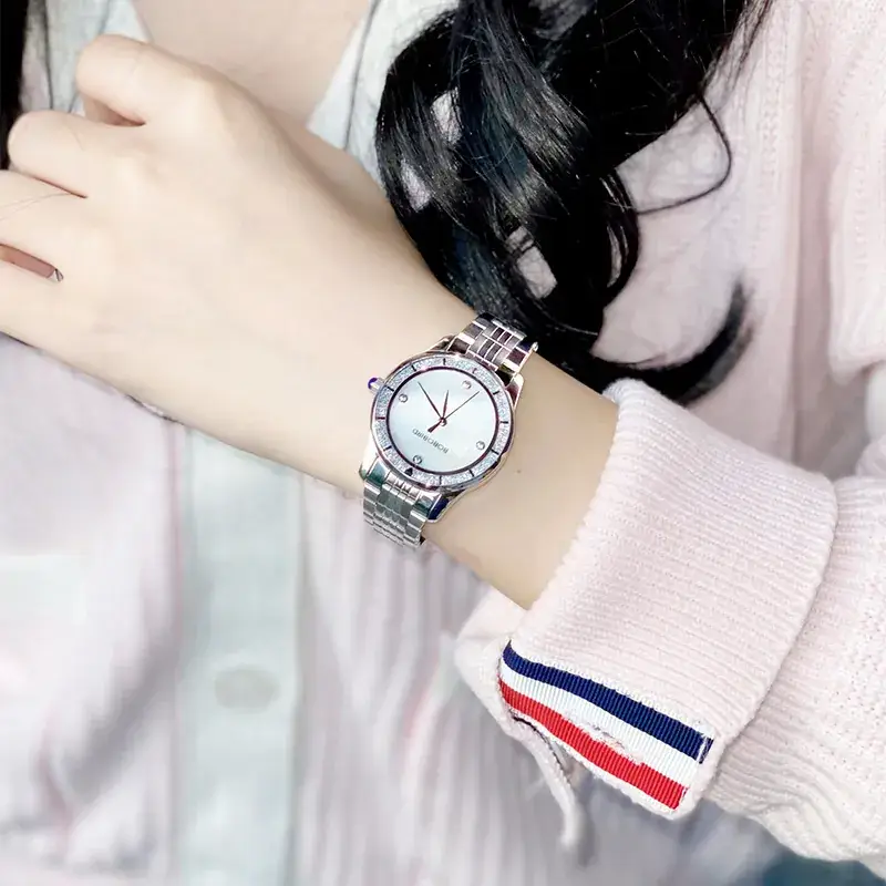 Elegant Stainless Steel Women's Watch with Blue Dial