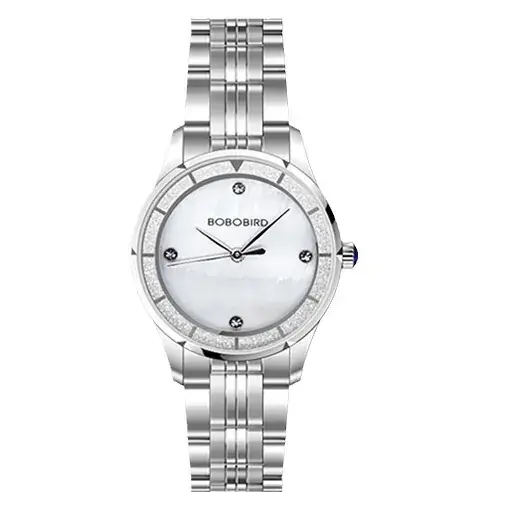 Elegant Stainless Steel Women's Watch with Blue Dial