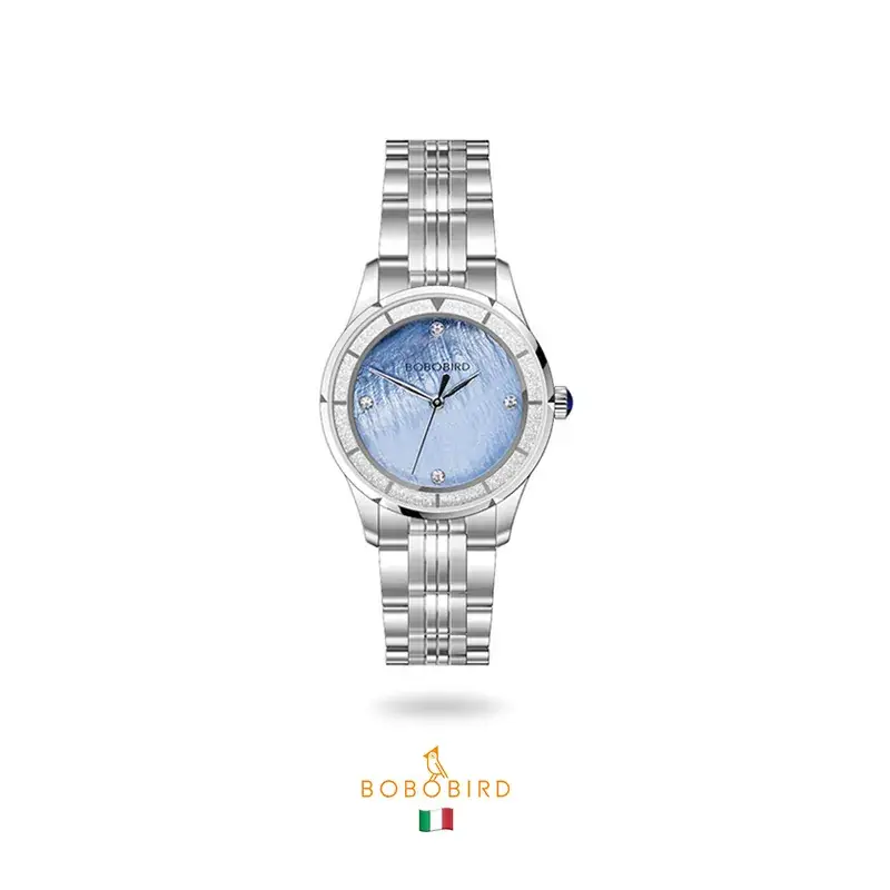Elegant Stainless Steel Women's Watch with Blue Dial