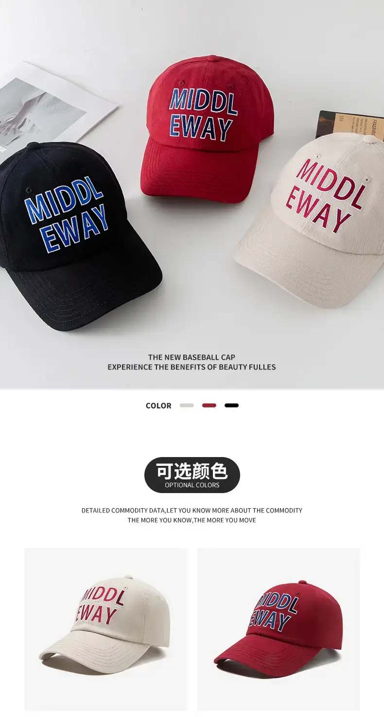 White Vintage Letter Baseball Cap for Men Women — feature 1