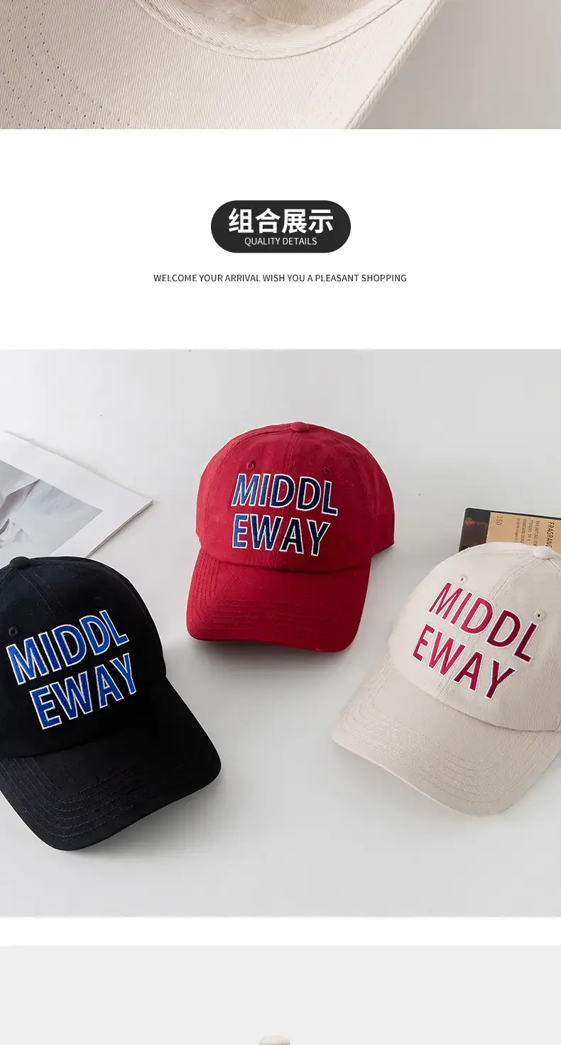 White Vintage Letter Baseball Cap for Men Women — feature 4