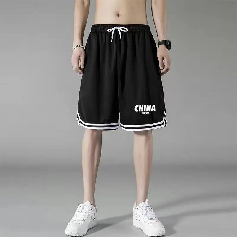 Men China Brand Mesh Ice Silk Shorts Black White - Image 11