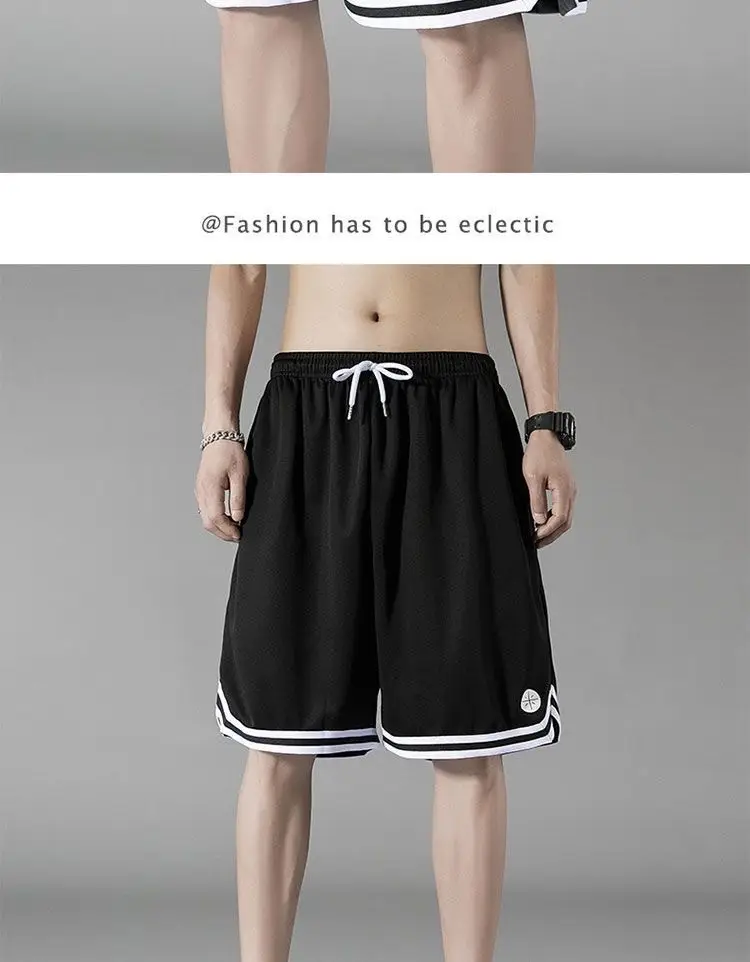 Men China Brand Mesh Ice Silk Shorts Black White — feature 11