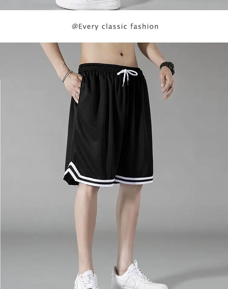 Men China Brand Mesh Ice Silk Shorts Black White — feature 14