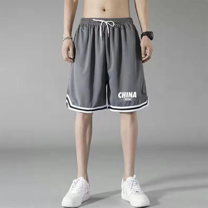 Men China Brand Mesh Ice Silk Shorts Black White — feature 18
