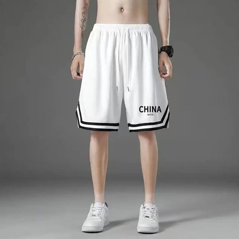 Men China Brand Mesh Ice Silk Shorts Black White — feature 22