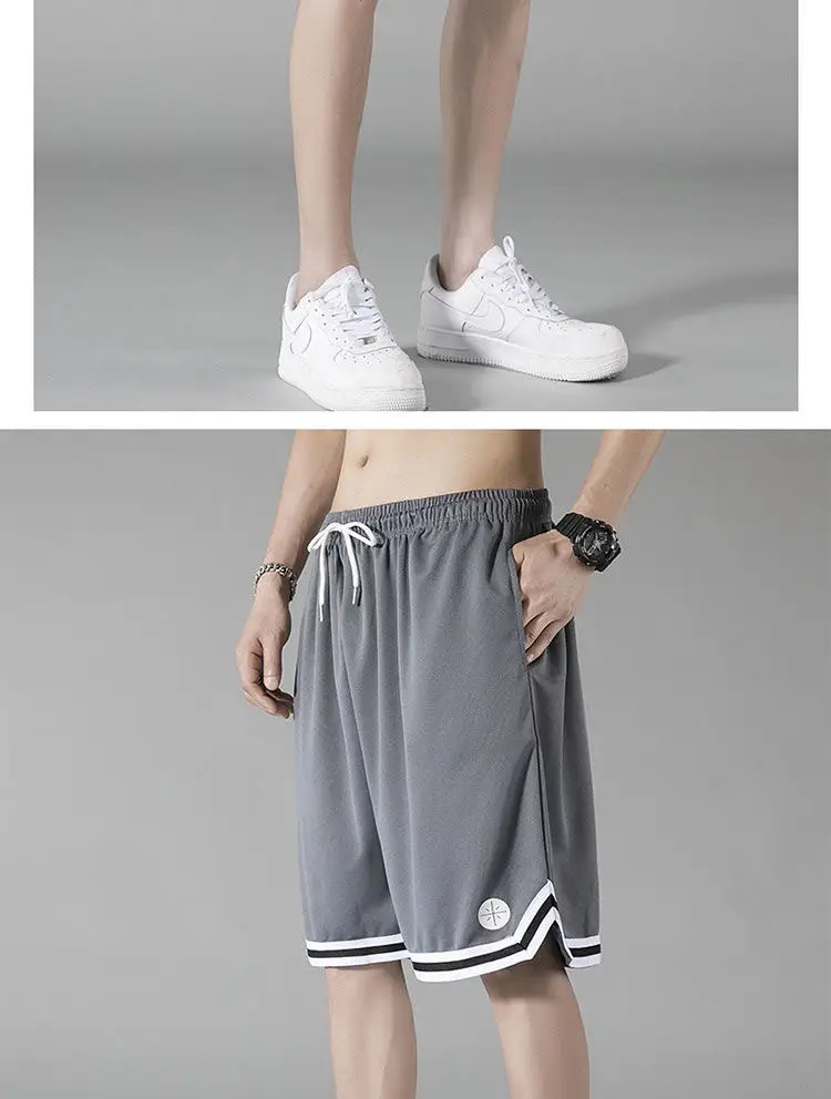 Men China Brand Mesh Ice Silk Shorts Black White — feature 9