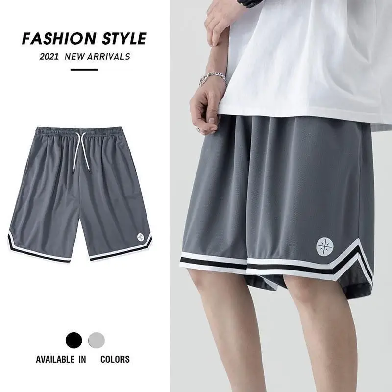 Men China Brand Mesh Ice Silk Shorts Black White - Image 2