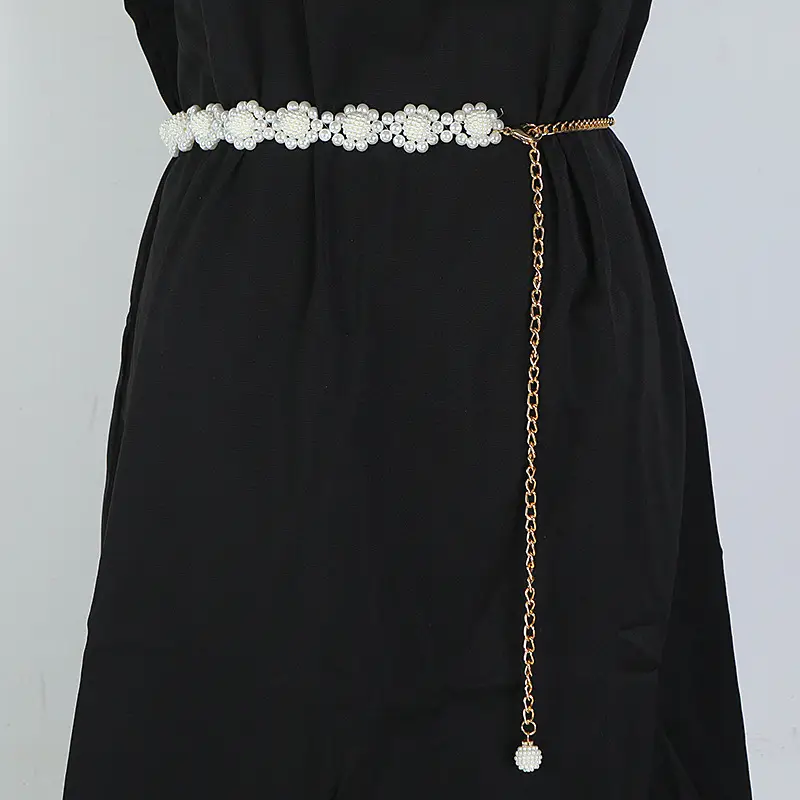 Women's Pearl Belt with Chain for Elegant Wear - Image 3