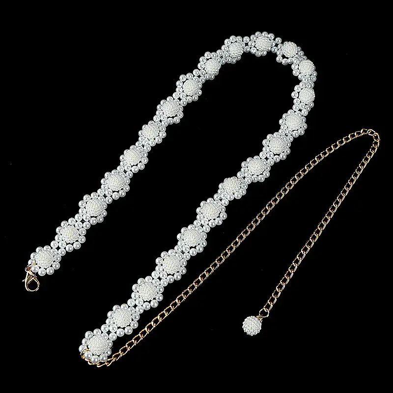 Women's Pearl Belt with Chain for Elegant Wear - Image 4