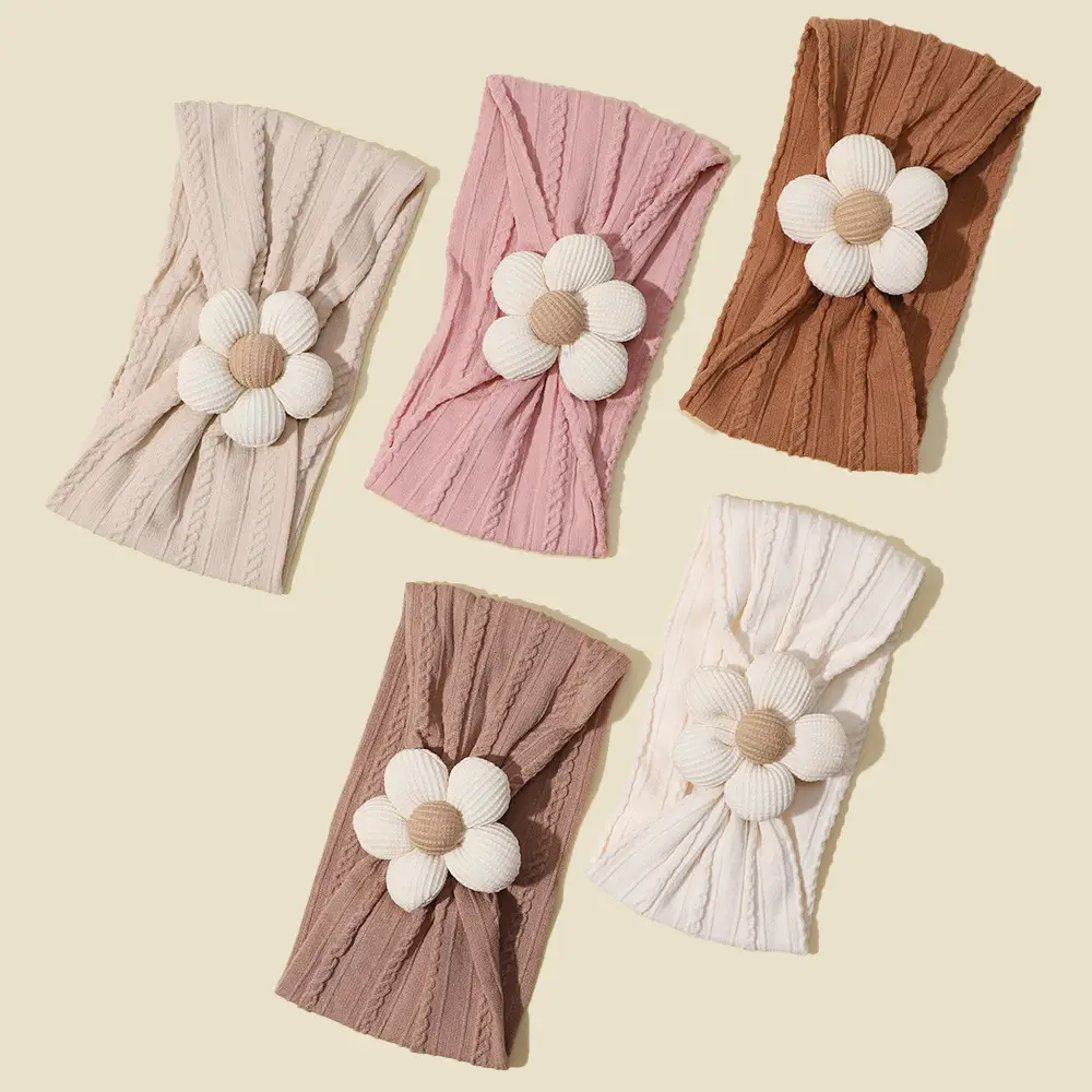 Five-Petal Flower Baby Hair Belt with Pearl Centerpiece - Image 17