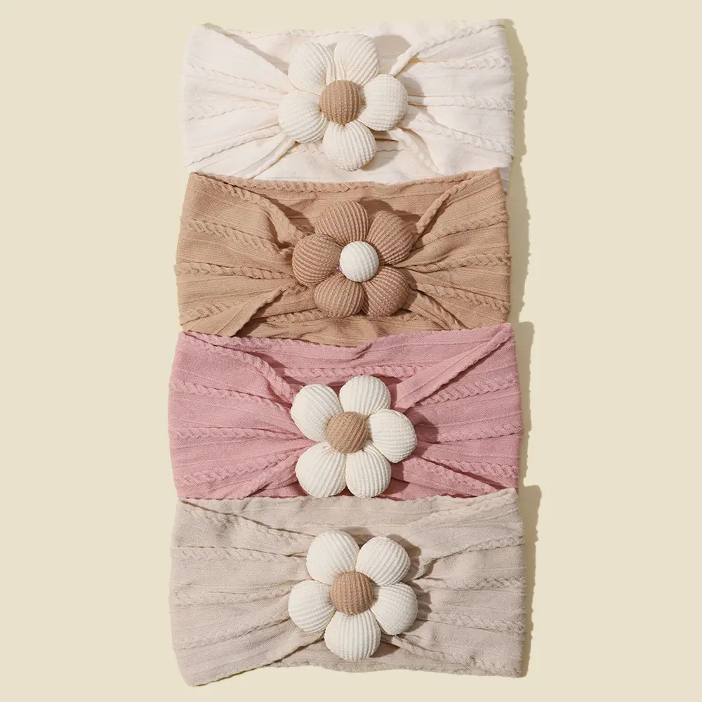 Five-Petal Flower Baby Hair Belt with Pearl Centerpiece — feature 5