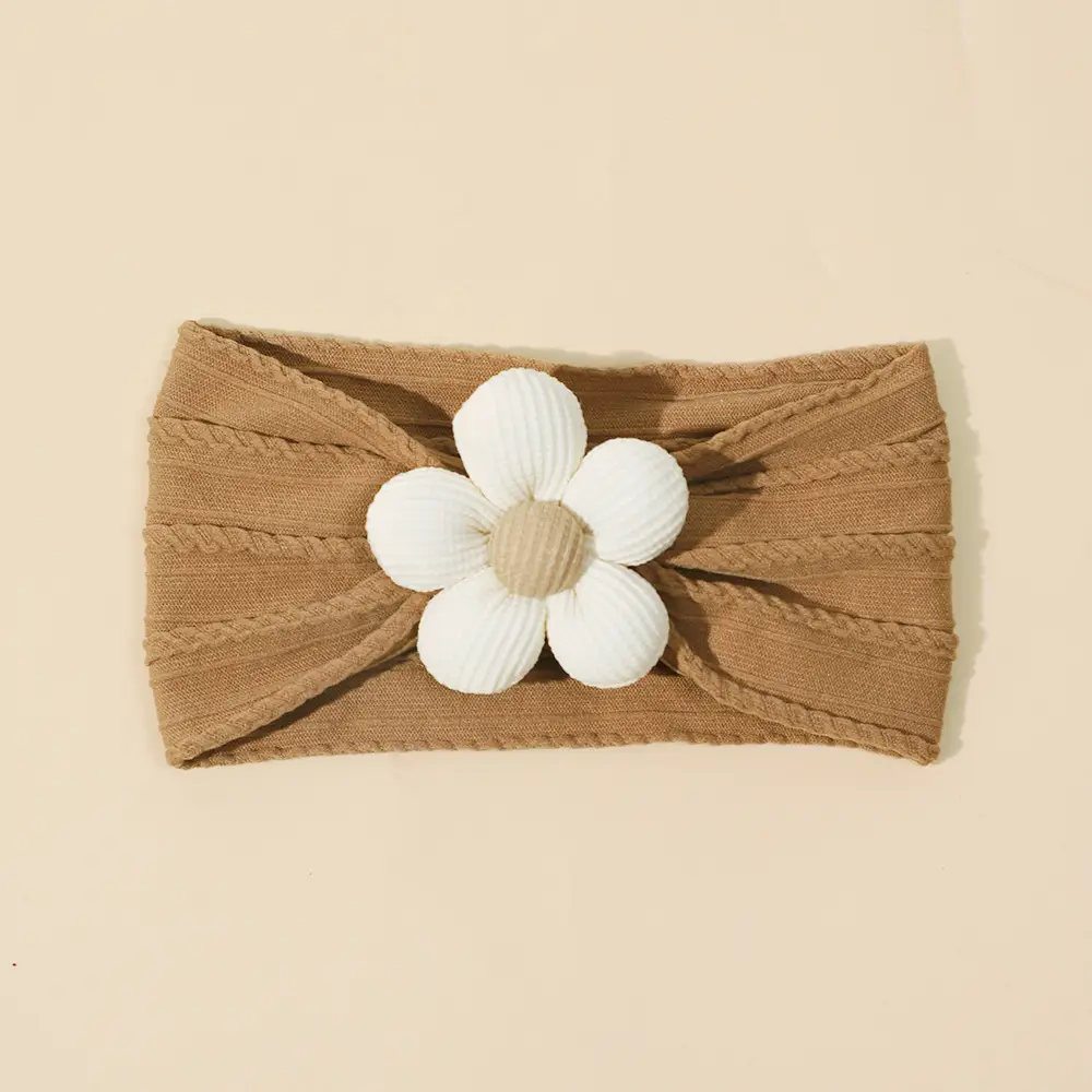Five-Petal Flower Baby Hair Belt with Pearl Centerpiece - Image 13