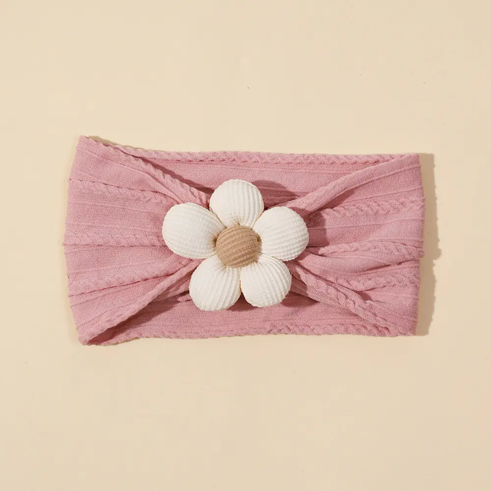 Five-Petal Flower Baby Hair Belt with Pearl Centerpiece - Image 14