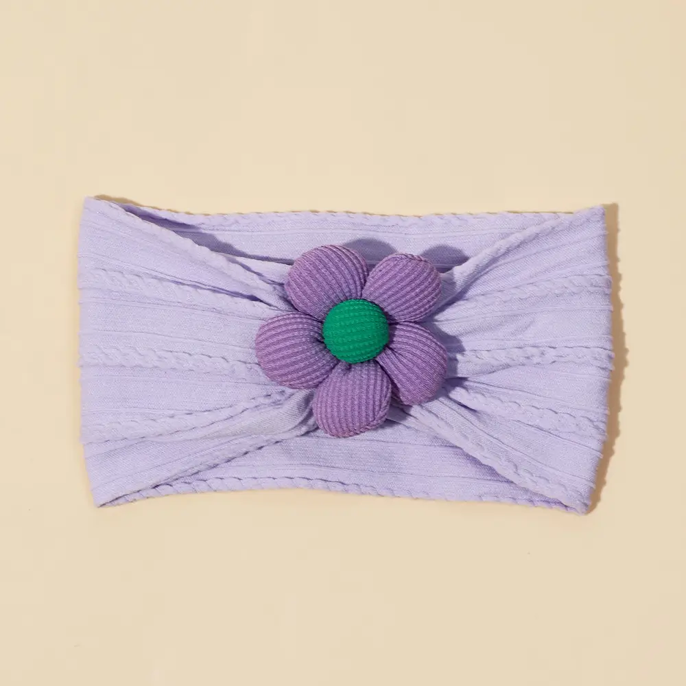Five-Petal Flower Baby Hair Belt with Pearl Centerpiece - Image 3