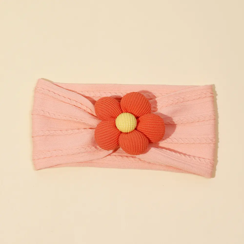 Five-Petal Flower Baby Hair Belt with Pearl Centerpiece - Image 7