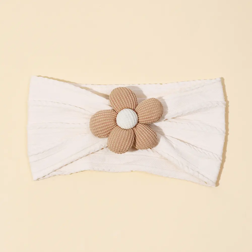 Five-Petal Flower Baby Hair Belt with Pearl Centerpiece - Image 9
