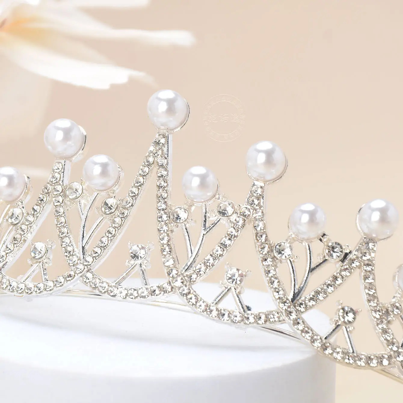 2024 Bridal Crown with Pearl & Crystal Accents