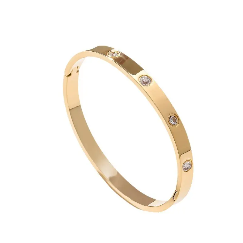 Diamond Encrusted Titanium Steel Bracelets Set of 3