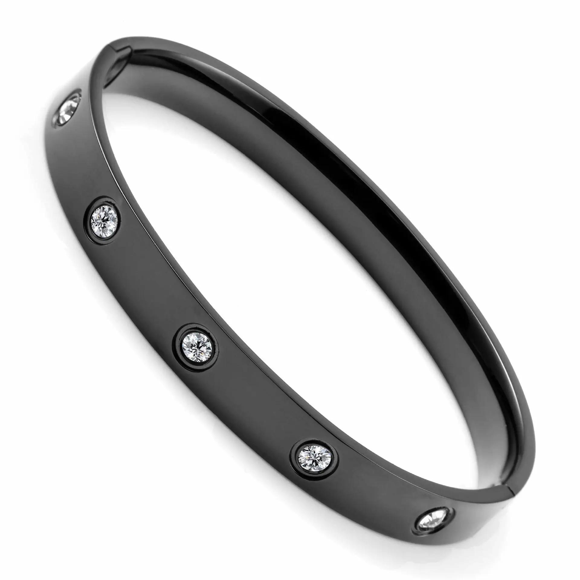 Diamond Encrusted Titanium Steel Bracelets Set of 3