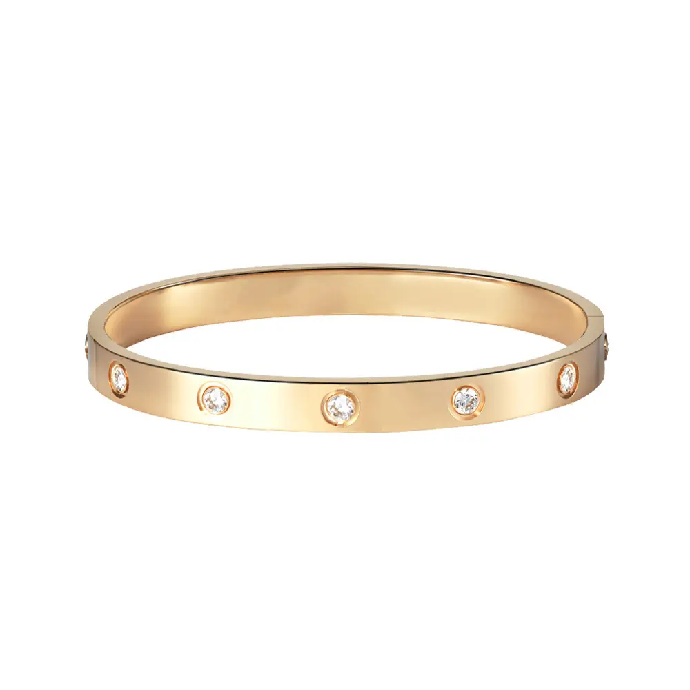 Diamond Encrusted Titanium Steel Bracelets Set of 3