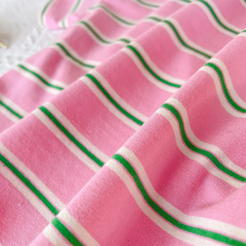 Boys Striped T-Shirt Pink Green Striped Kids T-Shirt — feature 11