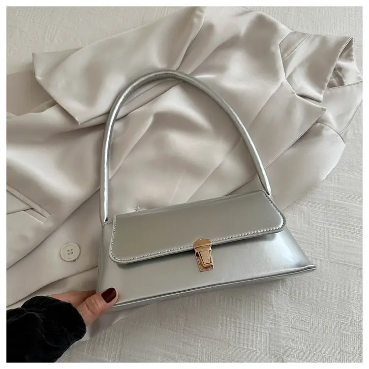 Women's Silver Crossbody Bag with Gold Clasp — feature 38