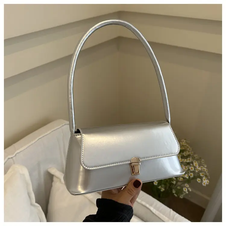Women's Silver Crossbody Bag with Gold Clasp — feature 65