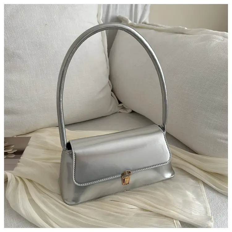 Women's Silver Crossbody Bag with Gold Clasp — feature 70