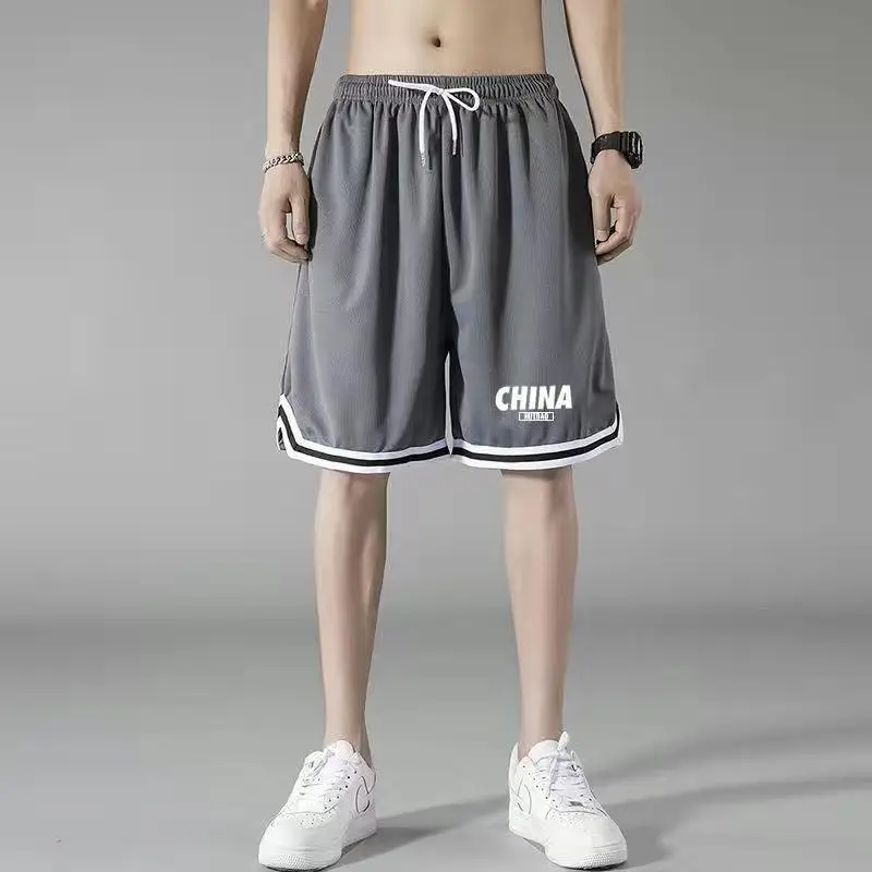 Men China Brand Ice Silk Casual Shorts Black White - Image 11