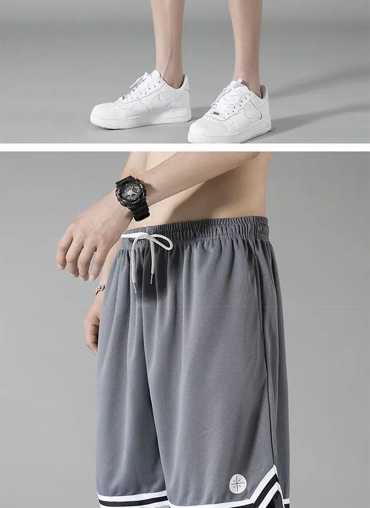 Men China Brand Ice Silk Casual Shorts Black White — feature 10