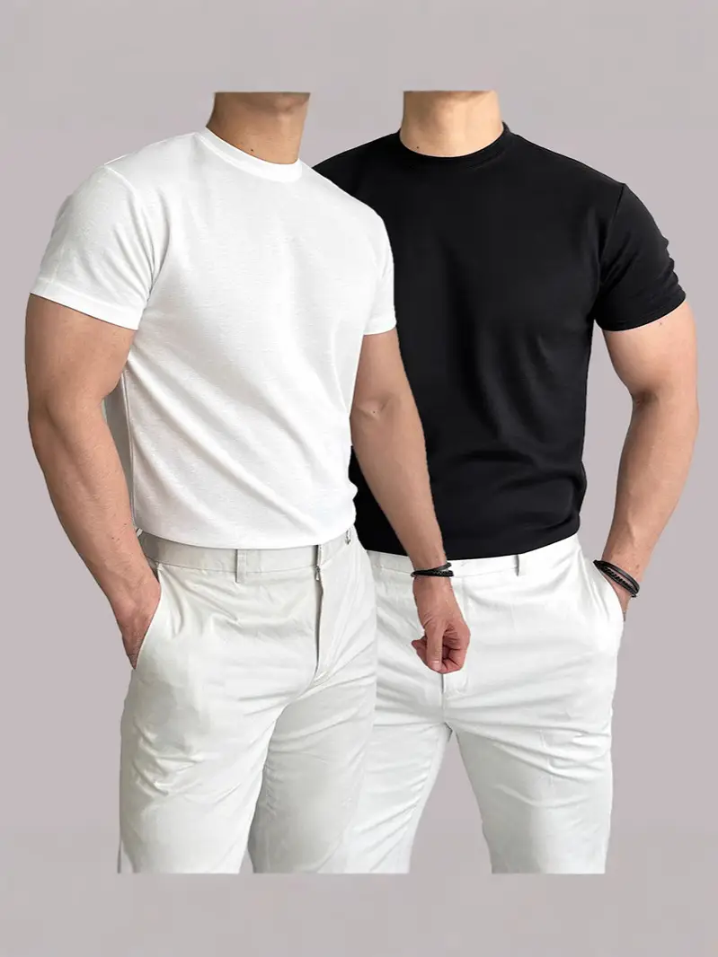 Men's White Fitness T-Shirt Short Sleeve Sweat Absorbing - Image 13