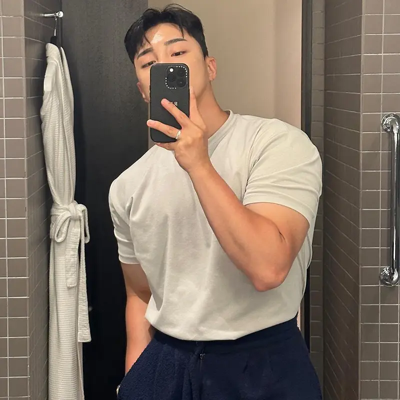 Men's White Fitness T-Shirt Short Sleeve Sweat Absorbing — feature 13