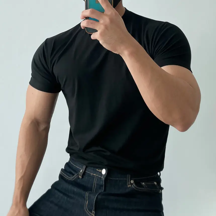 Men's White Fitness T-Shirt Short Sleeve Sweat Absorbing — feature 16