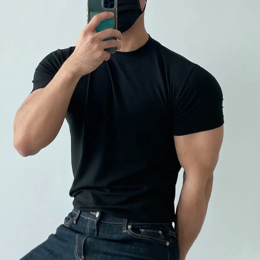 Men's White Fitness T-Shirt Short Sleeve Sweat Absorbing — feature 17