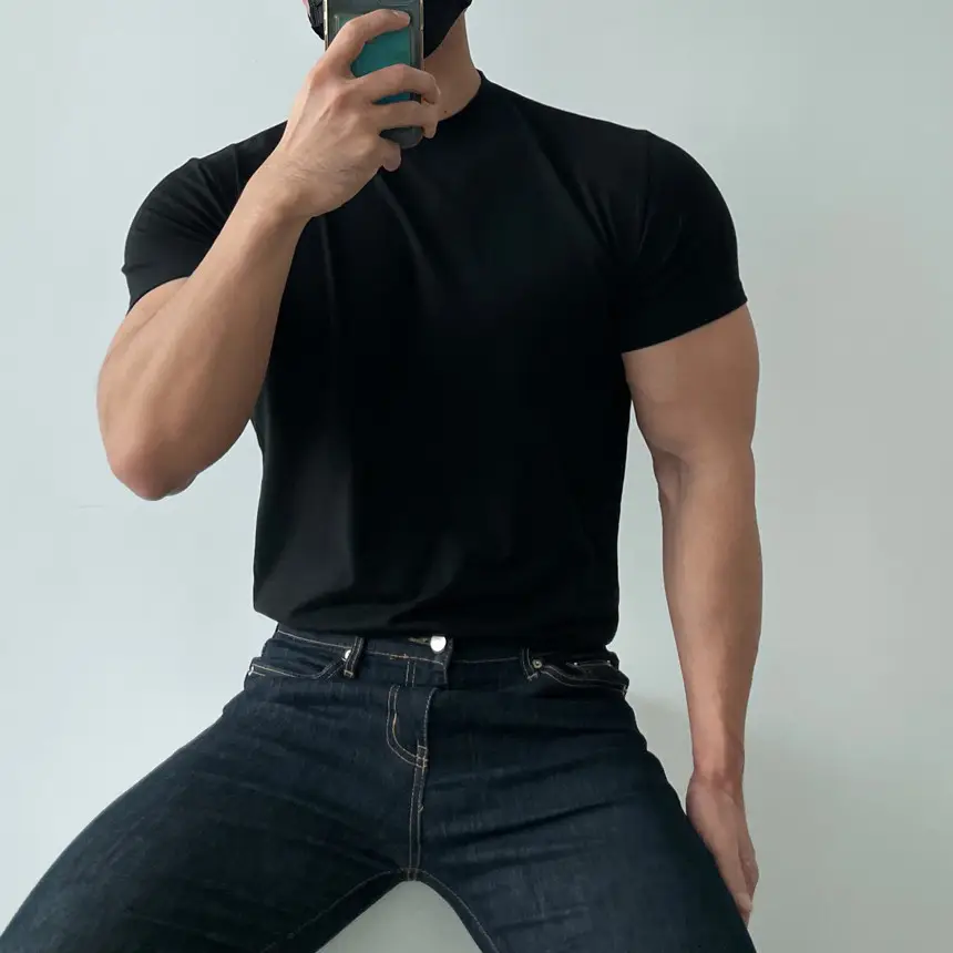Men's White Fitness T-Shirt Short Sleeve Sweat Absorbing — feature 18