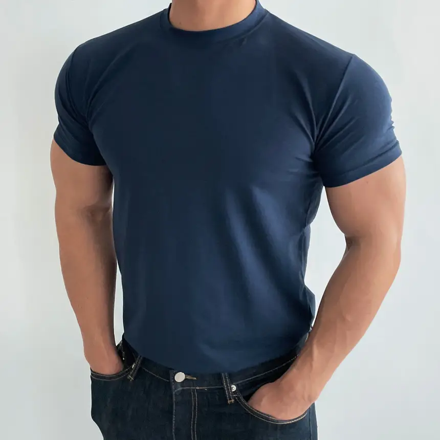 Men's White Fitness T-Shirt Short Sleeve Sweat Absorbing — feature 27