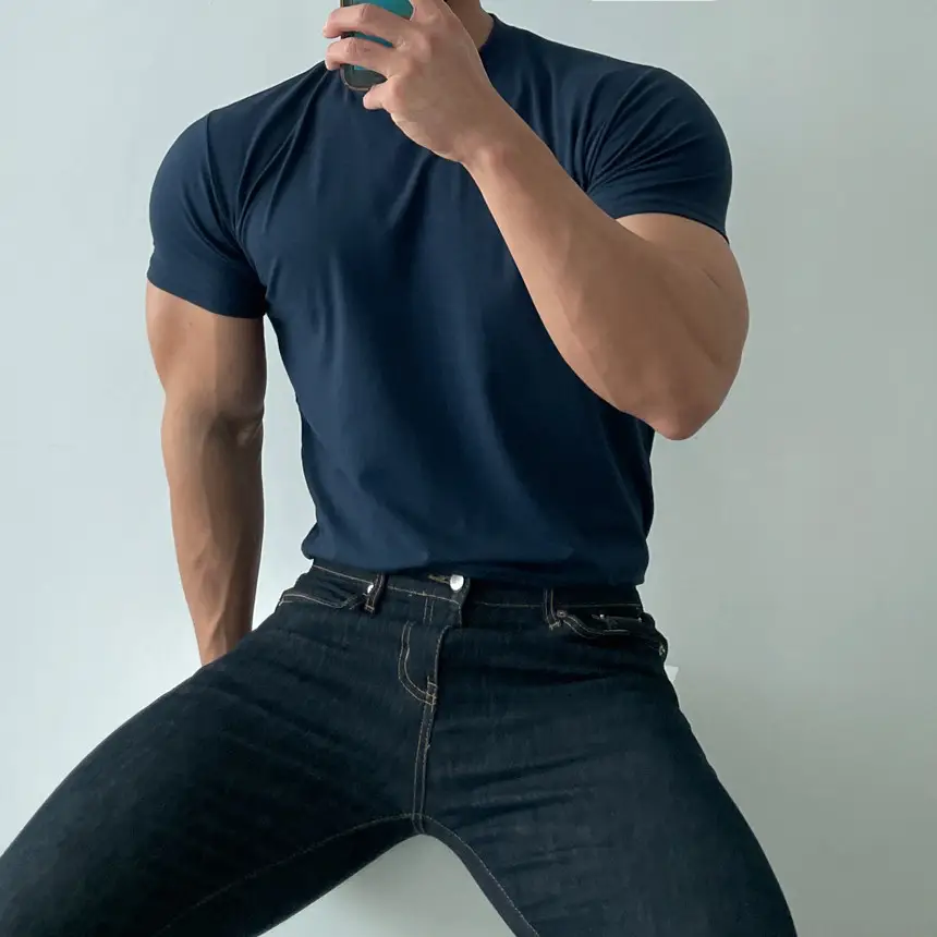 Men's White Fitness T-Shirt Short Sleeve Sweat Absorbing — feature 29