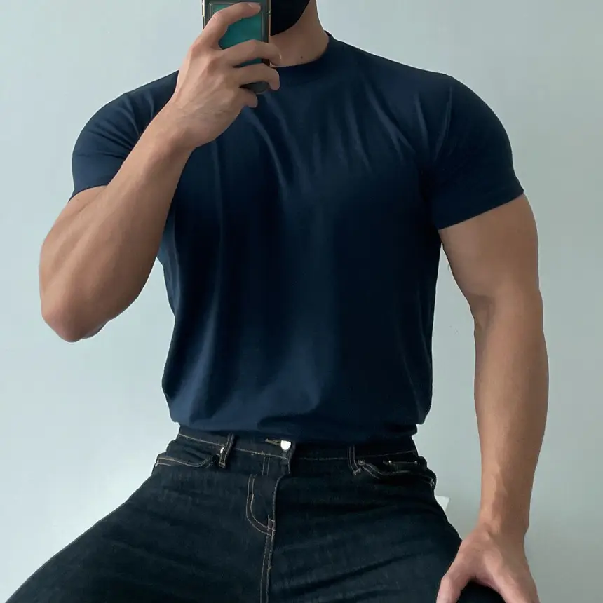Men's White Fitness T-Shirt Short Sleeve Sweat Absorbing — feature 30