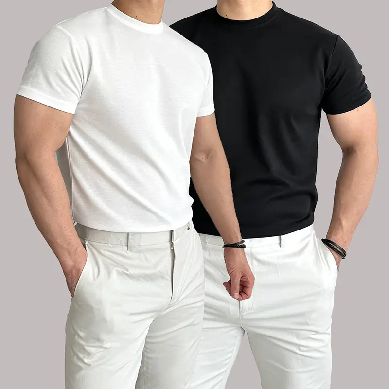 Men's White Fitness T-Shirt Short Sleeve Sweat Absorbing — feature 4