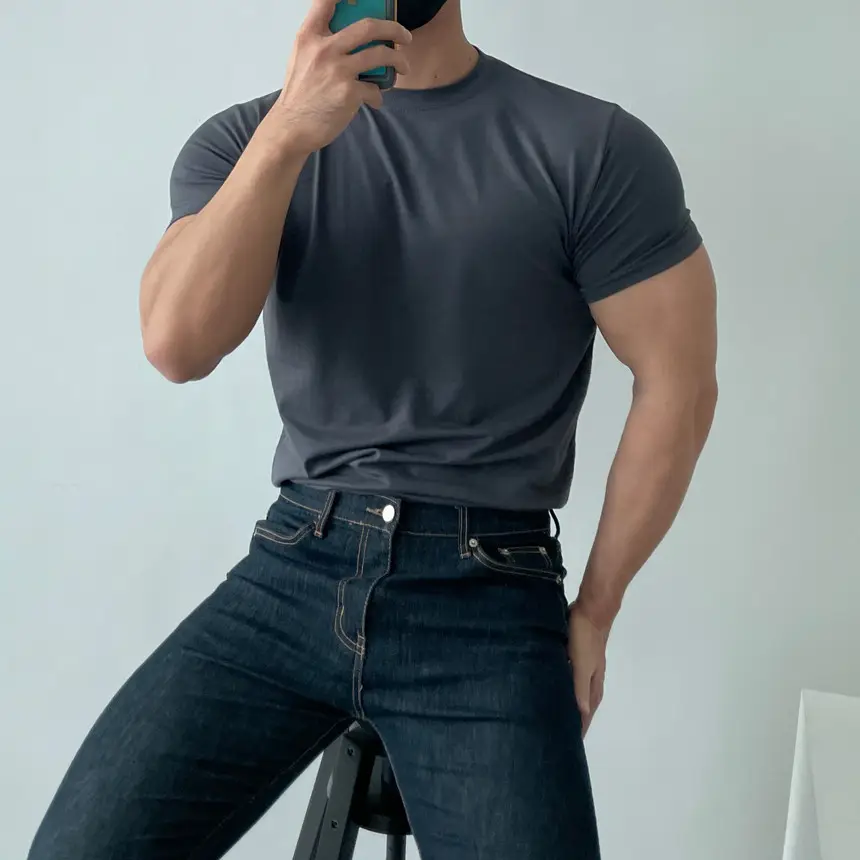 Men's White Fitness T-Shirt Short Sleeve Sweat Absorbing - Image 11