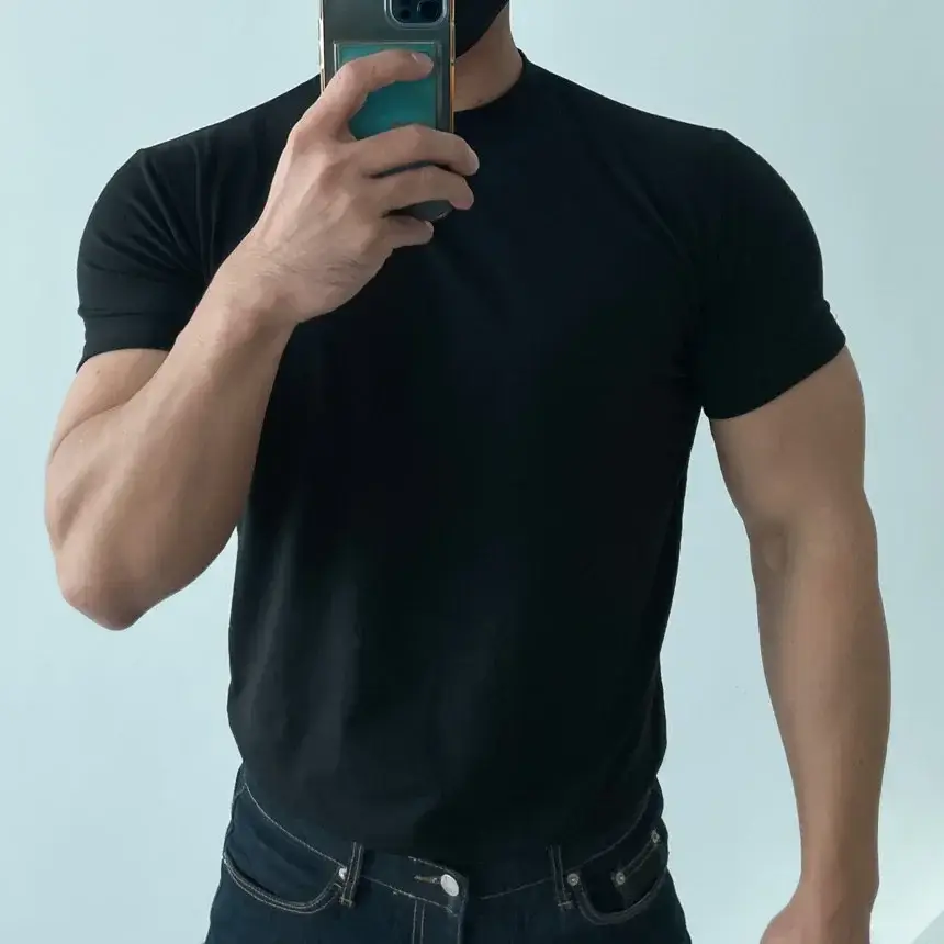 Men's White Fitness T-Shirt Short Sleeve Sweat Absorbing - Image 10