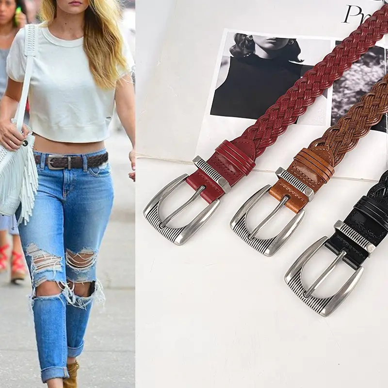 Hand-woven Retro Belt for Women with Silver Buckle - Image 8
