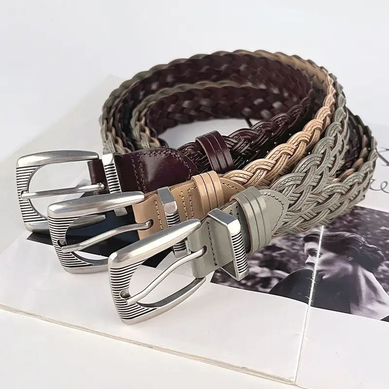 Hand-woven Retro Belt for Women with Silver Buckle - Image 9