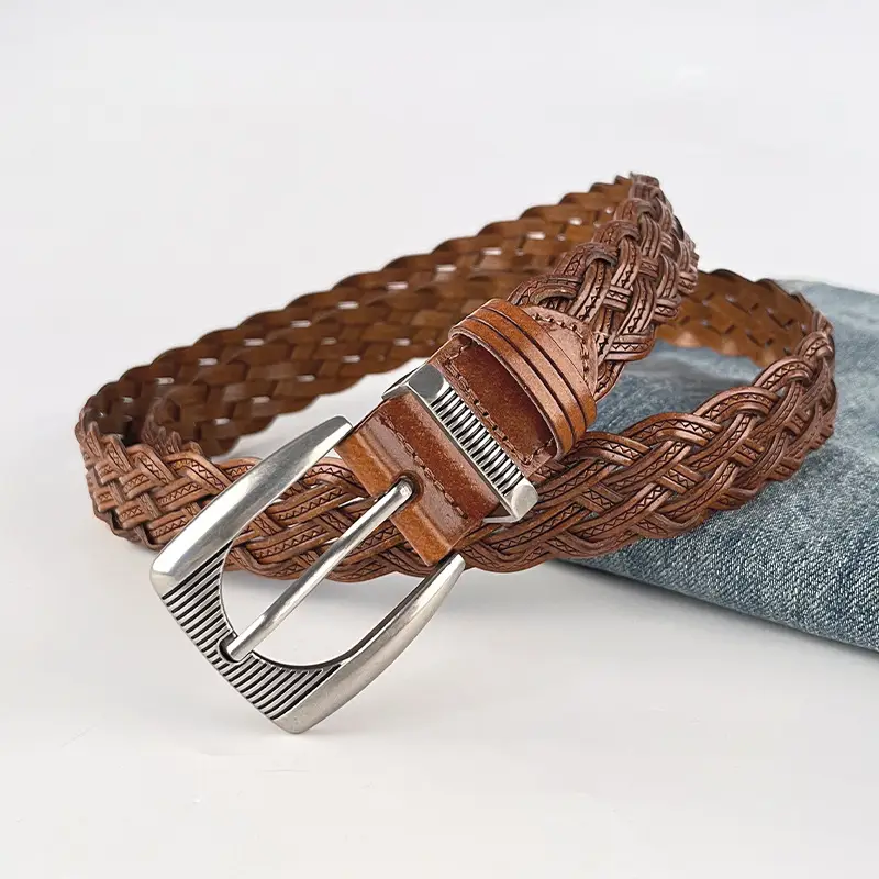 Hand-woven Retro Belt for Women with Silver Buckle - Image 10