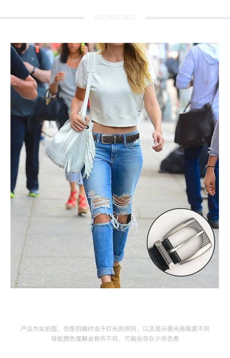 Hand-woven Retro Belt for Women with Silver Buckle — feature 1