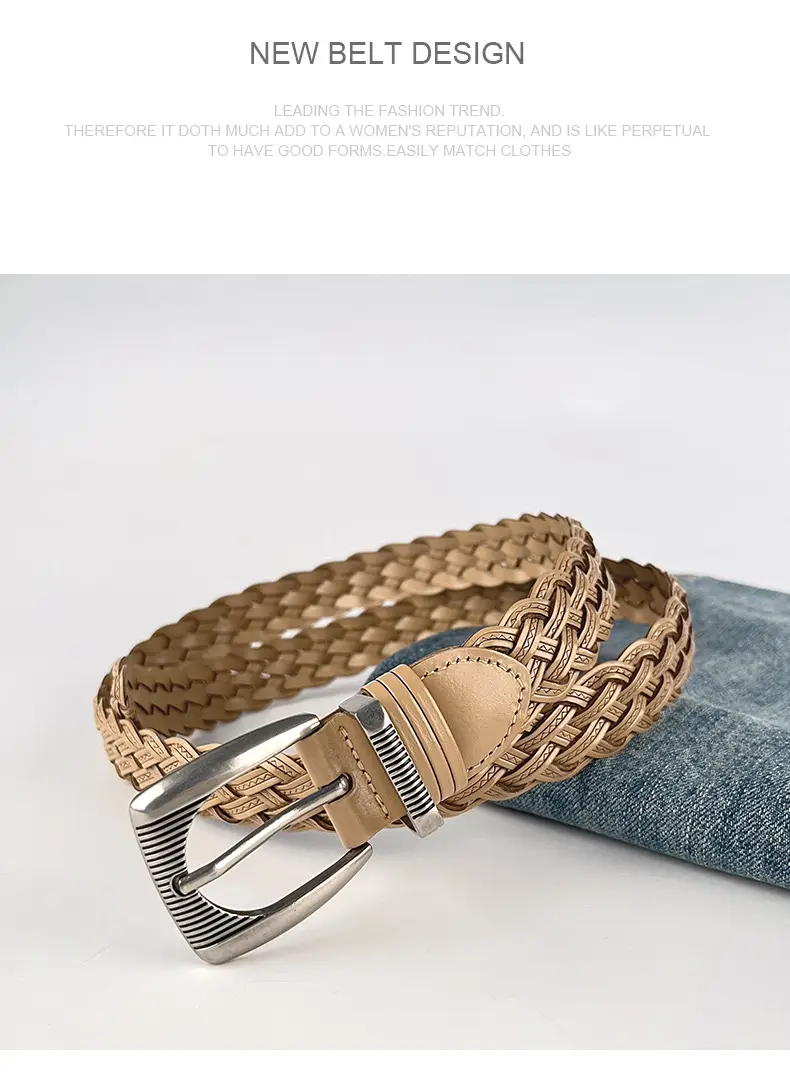 Hand-woven Retro Belt for Women with Silver Buckle — feature 10