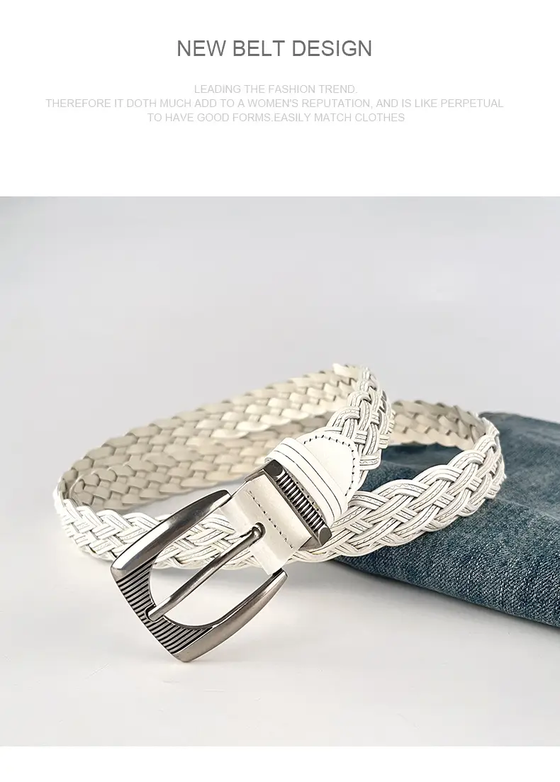 Hand-woven Retro Belt for Women with Silver Buckle — feature 13