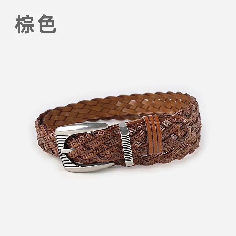 Hand-woven Retro Belt for Women with Silver Buckle - Image 3